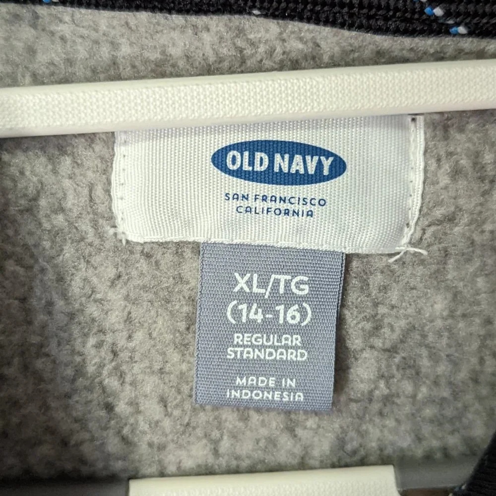 Old Navy Grey Hooded Pullover Fleece Boys Size XL